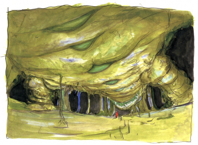 Inside Zone Eater concept art from Final Fantasy VI by Yoshitaka Amano
