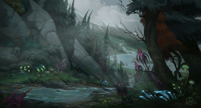 Environment Concept art from WildStar by Cory Loftis