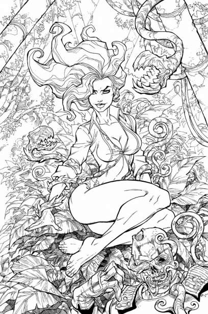 Poison Ivy Line Art comic art from Batman: Arkham City