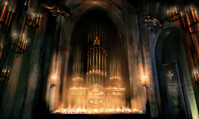 Cathedral Interior concept art from Batman: Arkham City