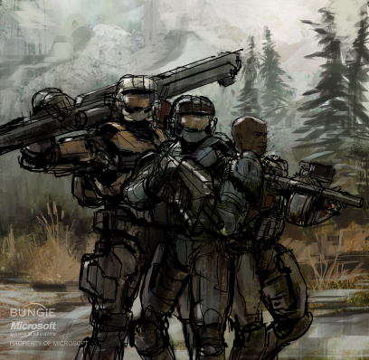 Noble Team concept art from Halo:Reach by Isaac Hannaford