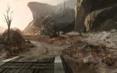 Environment concept art from Halo:Reach by Ryan DeMita