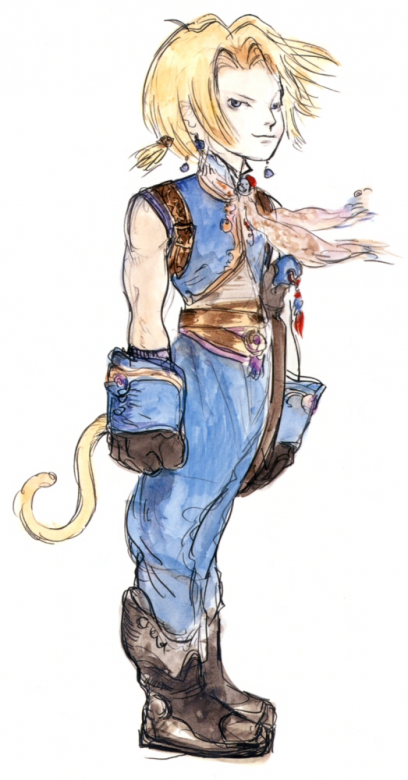 Zidane concept art from Final Fantasy IX by Yoshitaka Amano