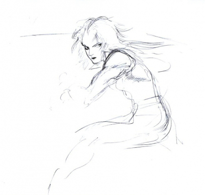 Zidane And Dagger Rough Sketch from Final Fantasy IX by Yoshitaka Amano