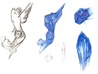 Logo Sketches from Final Fantasy IX by Yoshitaka Amano