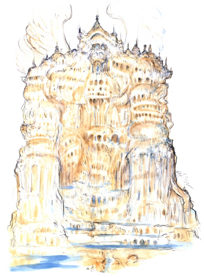 Alexander concept art from Final Fantasy IX by Yoshitaka Amano