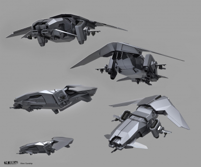 Alien Gunship concept art from The Bureau: XCOM Declassified by Sam Brown