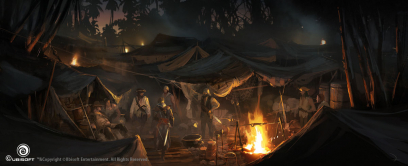 Campfire concept art from Assassin's Creed IV: Black Flag  by Martin Deschambault