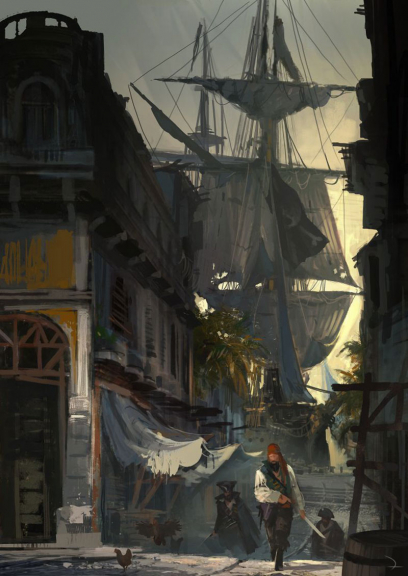 Docked concept art from Assassin's Creed IV: Black Flag by Martin Deschambault