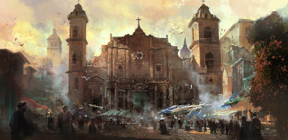 Havana Cathedral concept art from Assassin's Creed IV: Black Flag