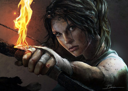 Lara Croft Lithograph concept art from Tomb Raider 2013