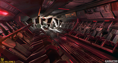 Space Elevator Cabin Interior concept art from Killzone 3