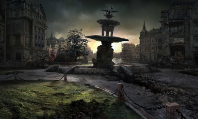 Ephyra Plaza concept art from Gears of War