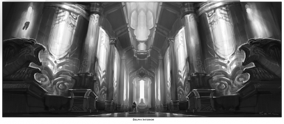Delphi Interior concept art from God of War: Ascension by Cecil Kim
