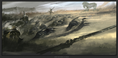Army of Hades vs. Troy concept art from God of War: Ascension by Cecil Kim