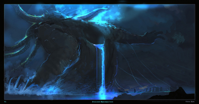 Poseidon Resurrection concept art from God of War: Ascension by Cecil Kim