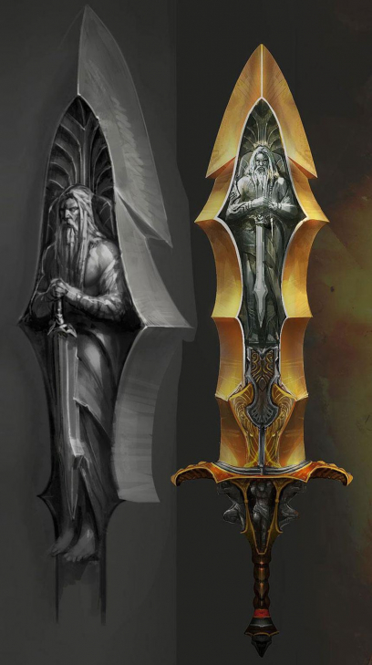 Zeus' Champion Sword concept art from God of War: Ascension