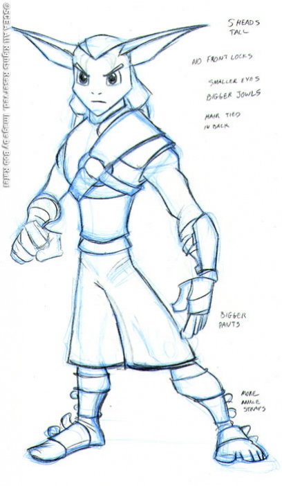 Jak Concept art from Jak and Daxter: The Precursor Legacy by Bob Rafei