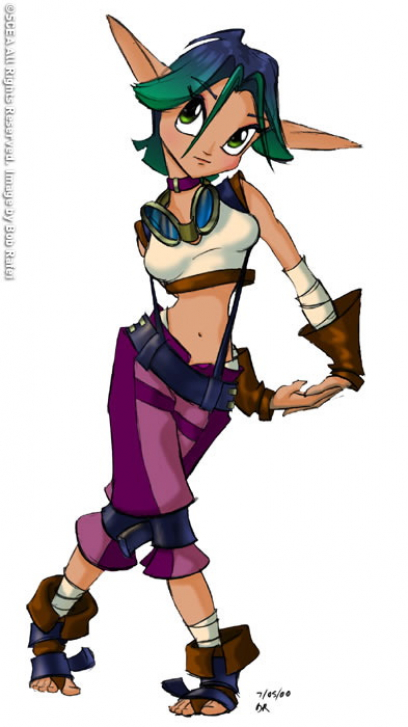 Keira concept art from Jak and Daxter: The Precursor Legacy by Bob Rafei