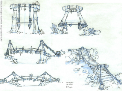 Bridge concept art from Jak and Daxter: The Precursor Legacy by Bob Rafei