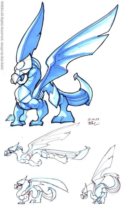 Grunt Dragon concept art from Jak II by Bob Rafei