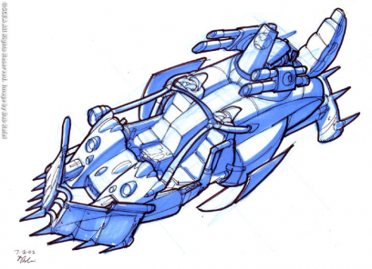 Crimson Guard Cruiser concept art from Jak II by Bob Rafei