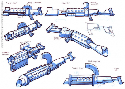 Guns concept art from Jak II by Bob Rafei