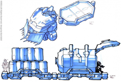 Krimzon Tanker concept art from Jak II by Bob Rafei