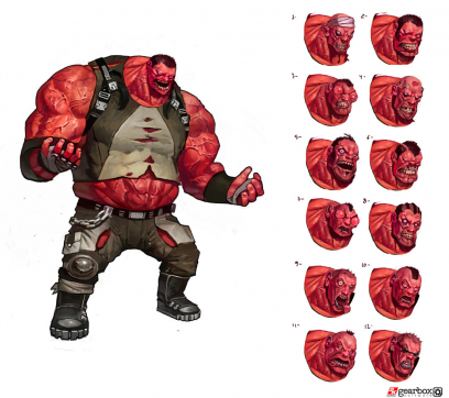 Goliath Sketches concept art from Borderlands 2 by Matias Tapia