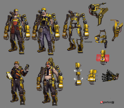 Hyperion Engineer Sketches concept art from Borderlands 2 by Matias Tapia