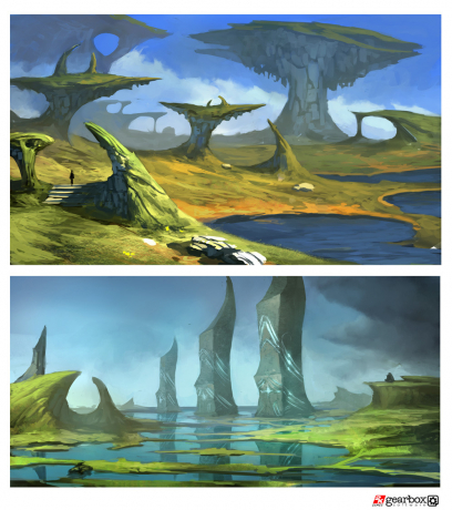 Island Environments (Early Pre Produccion) concept art from Borderlands 2 by Matias Tapia