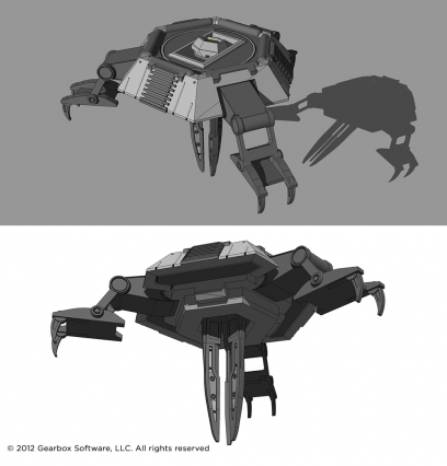 Turret Base concept art from Borderlands 2 by Lorin Wood