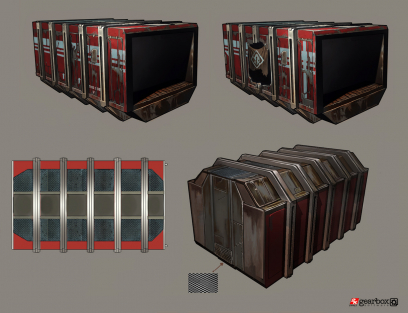 Lynchwood Box Prop concept art from Borderlands 2 by Matias Tapia