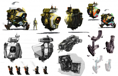 Constructor Bot concept art from Borderlands 2 by Kevin Duc