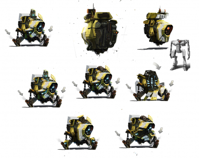 Constructor Bot Sketches concept art from Borderlands 2 by Kevin Duc