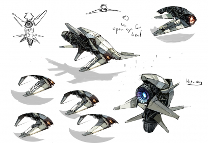 Probe Sketches concept art from Borderlands 2 by Kevin Duc