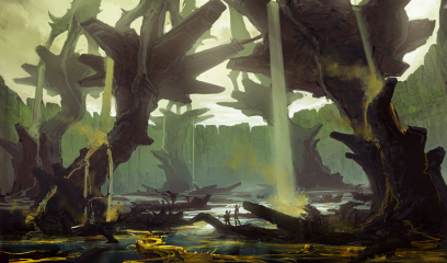 Sir Hammerlock's Big Game Hunt - Underground Forest concept art from Borderlands 2 by Kevin Duc