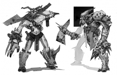 Tiny Tina's Assault On Dragon Keep - Orc Sketches concept art from Borderlands 2 by Kevin Duc