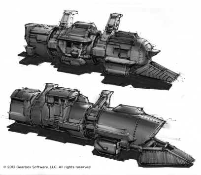 Lynchwood Train Ideation concept art from Borderlands 2 by Lorin Wood