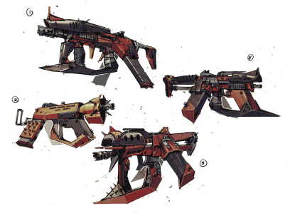 Bandit SMG Sketches concept art from Borderlands 2 by Kevin Duc