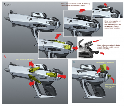 Hyperion Pistol Animations concept art from Borderlands 2 by Kevin Duc