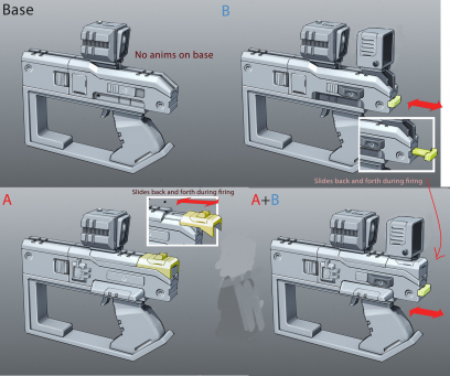 Tedior Pistol Animations concept art from Borderlands 2 by Kevin Duc