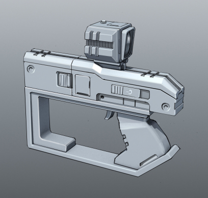 Tediore Pistol Base concept art from Borderlands 2 by Kevin Duc