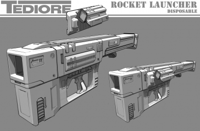 Tediore Rocketlauncher concept art from Borderlands 2 by Kevin Duc