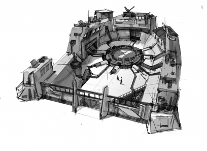 Wildlife Exploitation Preserve - Bloodwing Arena concept art from Borderlands 2 by Kevin Duc