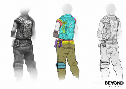 Backpack concept art from Beyond: Two Souls by Florent Auguy
