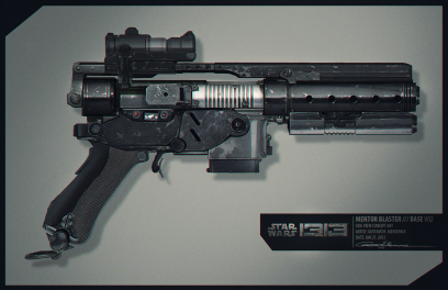 Mentor Blaster concept art from Star Wars 1313 by Gustavo Mendonca