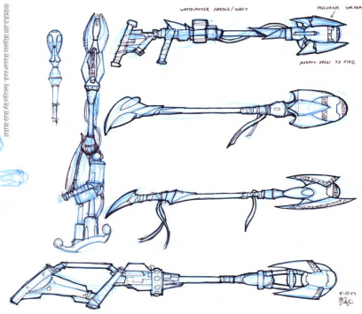 Weapons concept art from Jak 3 by Bob Rafei