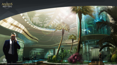 Abstergo Entertainment Lobby concept art from Assassin's Creed IV: Black Flag by Eddie Bennun