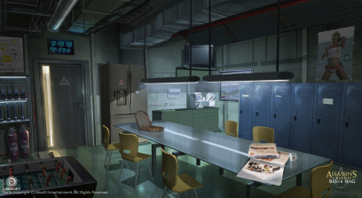 Abstergo Guard Rest Room concept art from Assassin's Creed IV: Black Flag by Eddie Bennun
